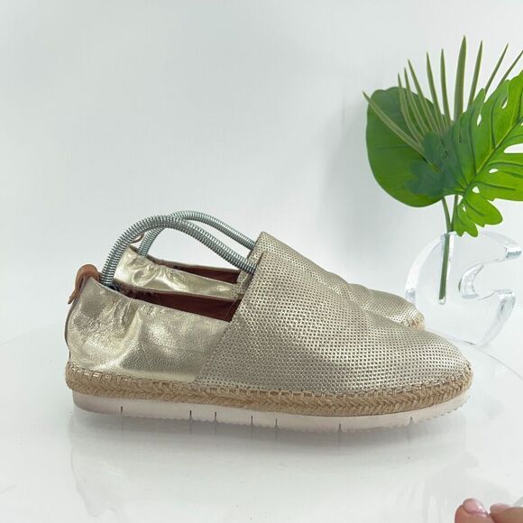 Gentle Souls Women's 10 Lara A-Line Sporty 2 Espadrilles Gold Leather Flats - Picture 3 of 15